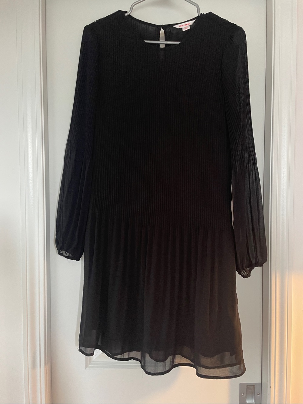 Joe Fresh Black Long Sleeve Pleated Mini Dress